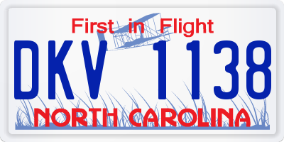 NC license plate DKV1138