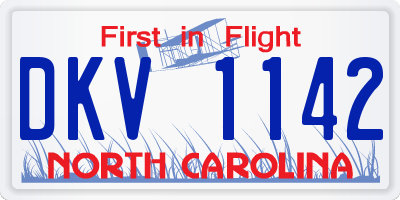 NC license plate DKV1142