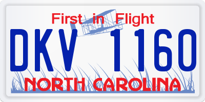 NC license plate DKV1160