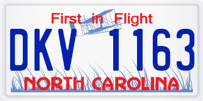 NC license plate DKV1163