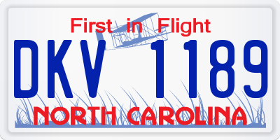 NC license plate DKV1189