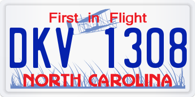 NC license plate DKV1308