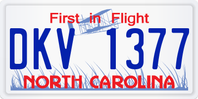 NC license plate DKV1377
