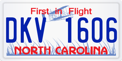 NC license plate DKV1606