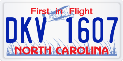 NC license plate DKV1607