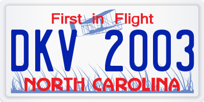 NC license plate DKV2003