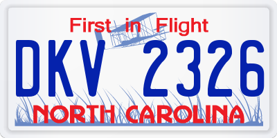 NC license plate DKV2326