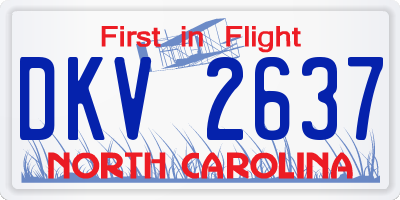 NC license plate DKV2637