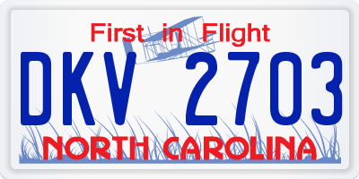 NC license plate DKV2703