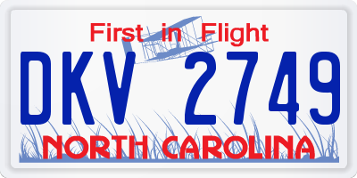 NC license plate DKV2749