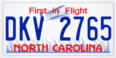 NC license plate DKV2765