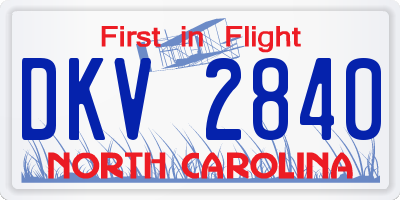 NC license plate DKV2840