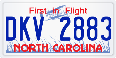 NC license plate DKV2883