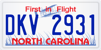 NC license plate DKV2931