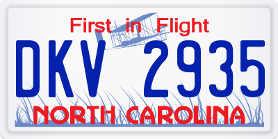 NC license plate DKV2935