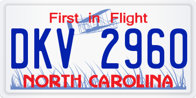 NC license plate DKV2960