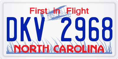 NC license plate DKV2968