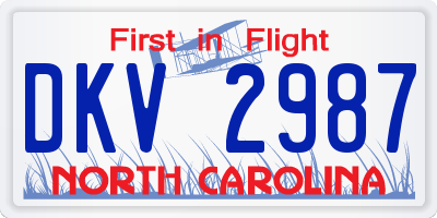 NC license plate DKV2987