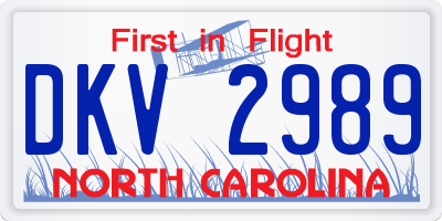 NC license plate DKV2989