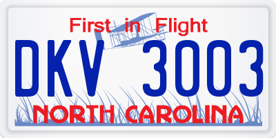 NC license plate DKV3003