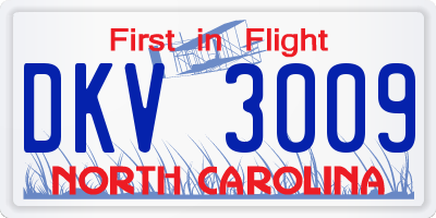 NC license plate DKV3009