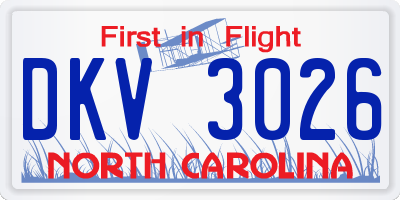NC license plate DKV3026