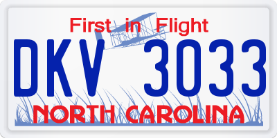 NC license plate DKV3033