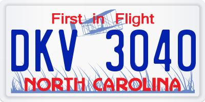 NC license plate DKV3040