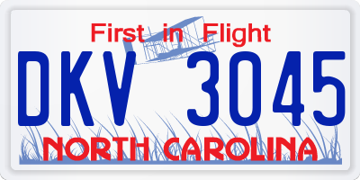NC license plate DKV3045