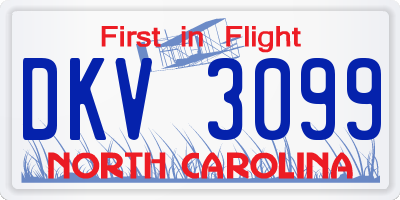 NC license plate DKV3099