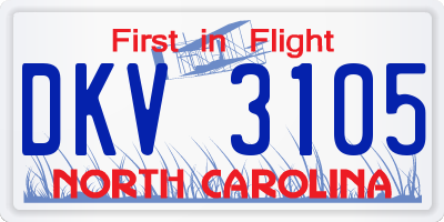 NC license plate DKV3105