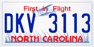 NC license plate DKV3113