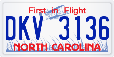 NC license plate DKV3136