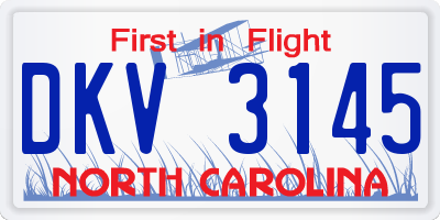 NC license plate DKV3145