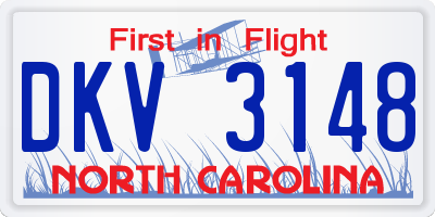 NC license plate DKV3148