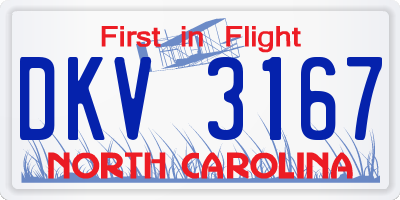 NC license plate DKV3167