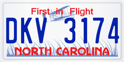 NC license plate DKV3174