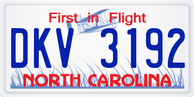 NC license plate DKV3192