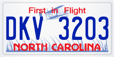NC license plate DKV3203