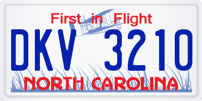 NC license plate DKV3210