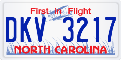 NC license plate DKV3217