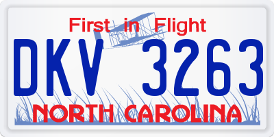 NC license plate DKV3263