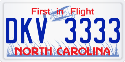 NC license plate DKV3333