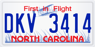 NC license plate DKV3414