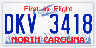 NC license plate DKV3418