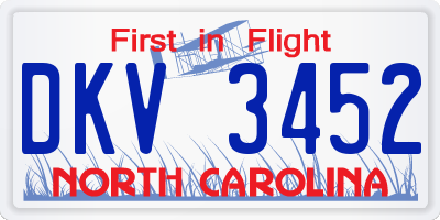 NC license plate DKV3452