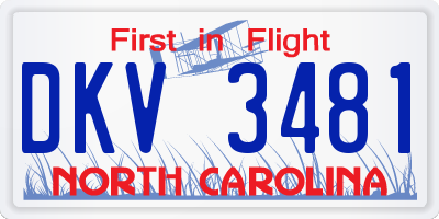 NC license plate DKV3481