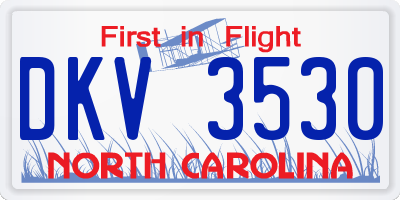 NC license plate DKV3530