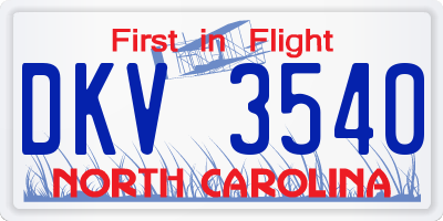 NC license plate DKV3540