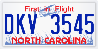 NC license plate DKV3545